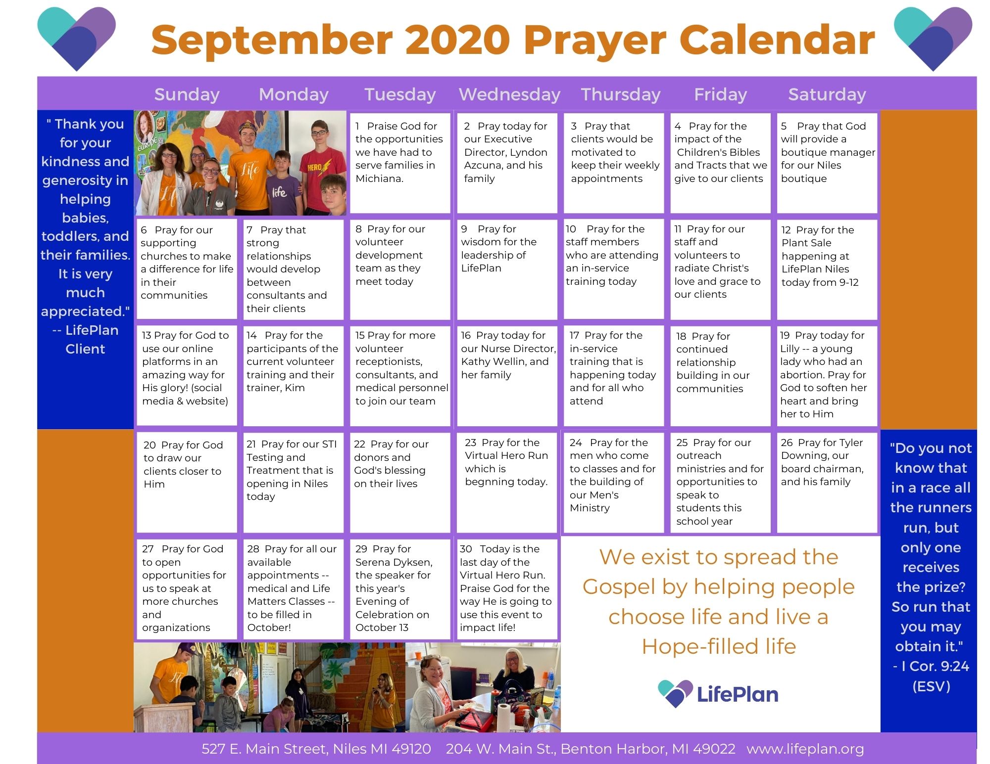 September 2020 Prayer Calendar LifePlan