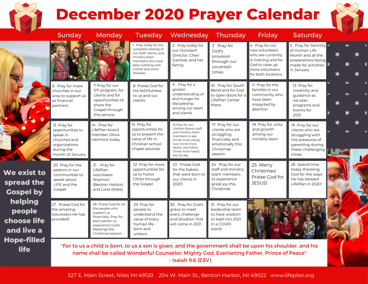 December 2020 Prayer Calendar LifePlan
