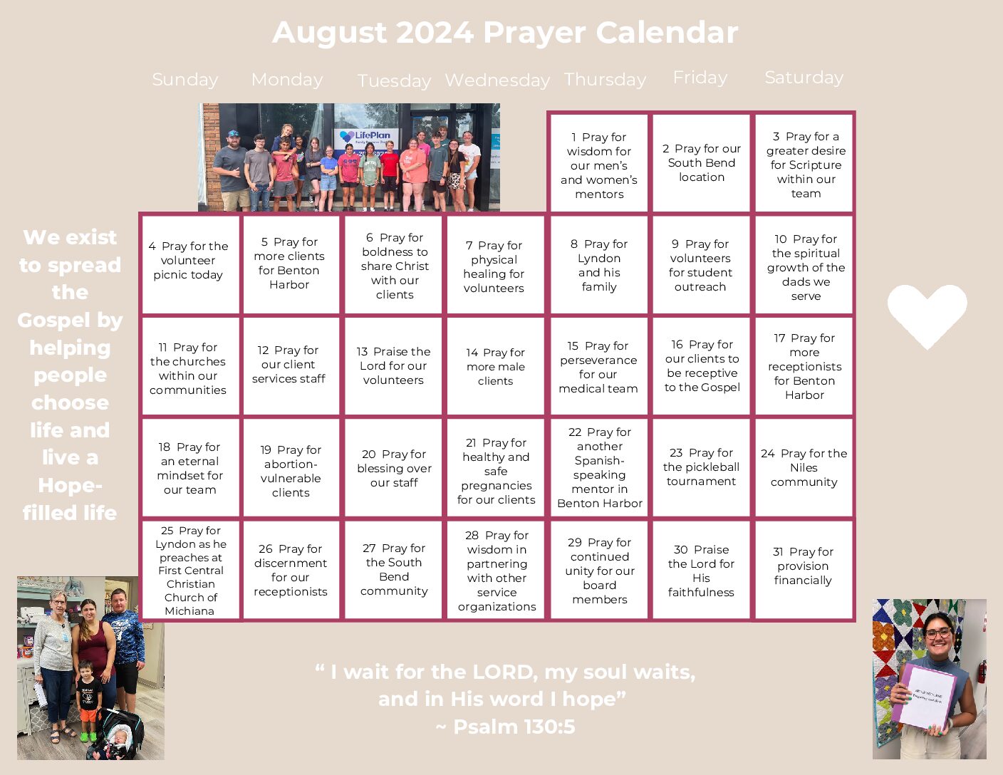 August 2024 Prayer Calendar